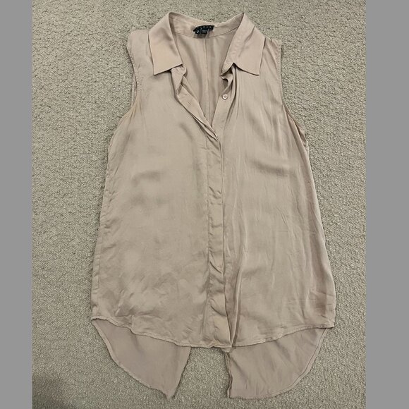 Theory Silk Sleeveless Button-Up Blouse with Collar, Dusty Pink Size Small - Picture 1 of 4